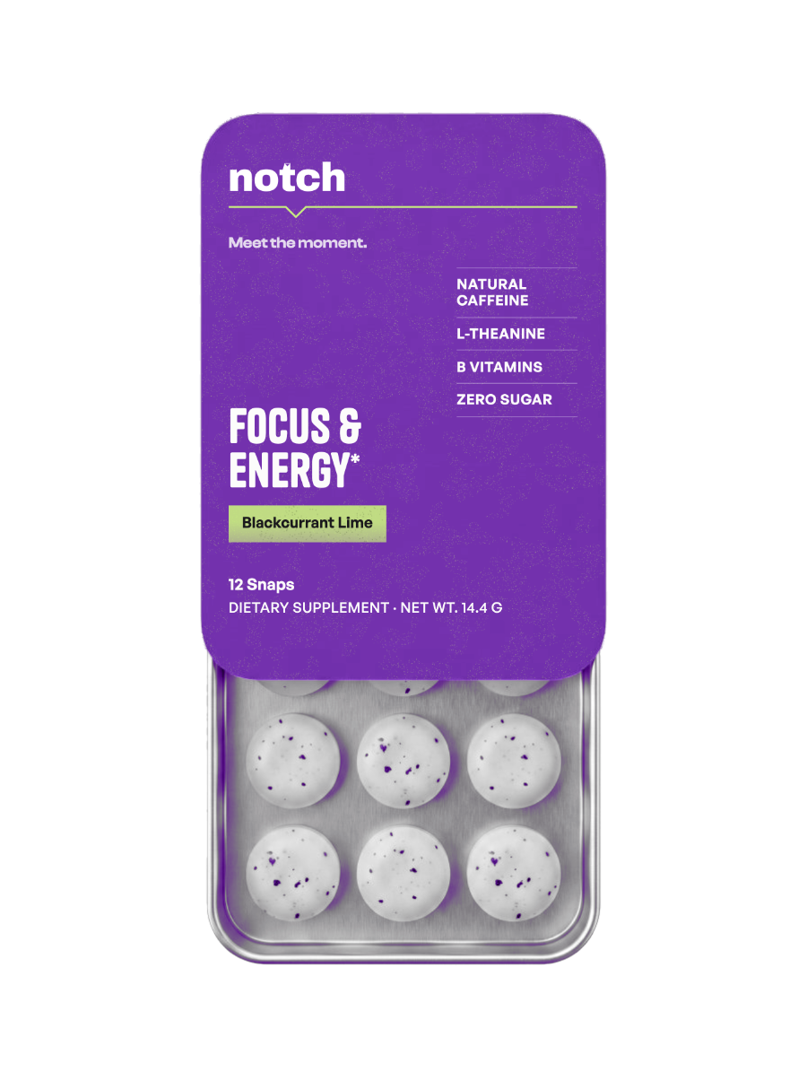 Notch Blackcurrant Lime — tin open, Snaps visible