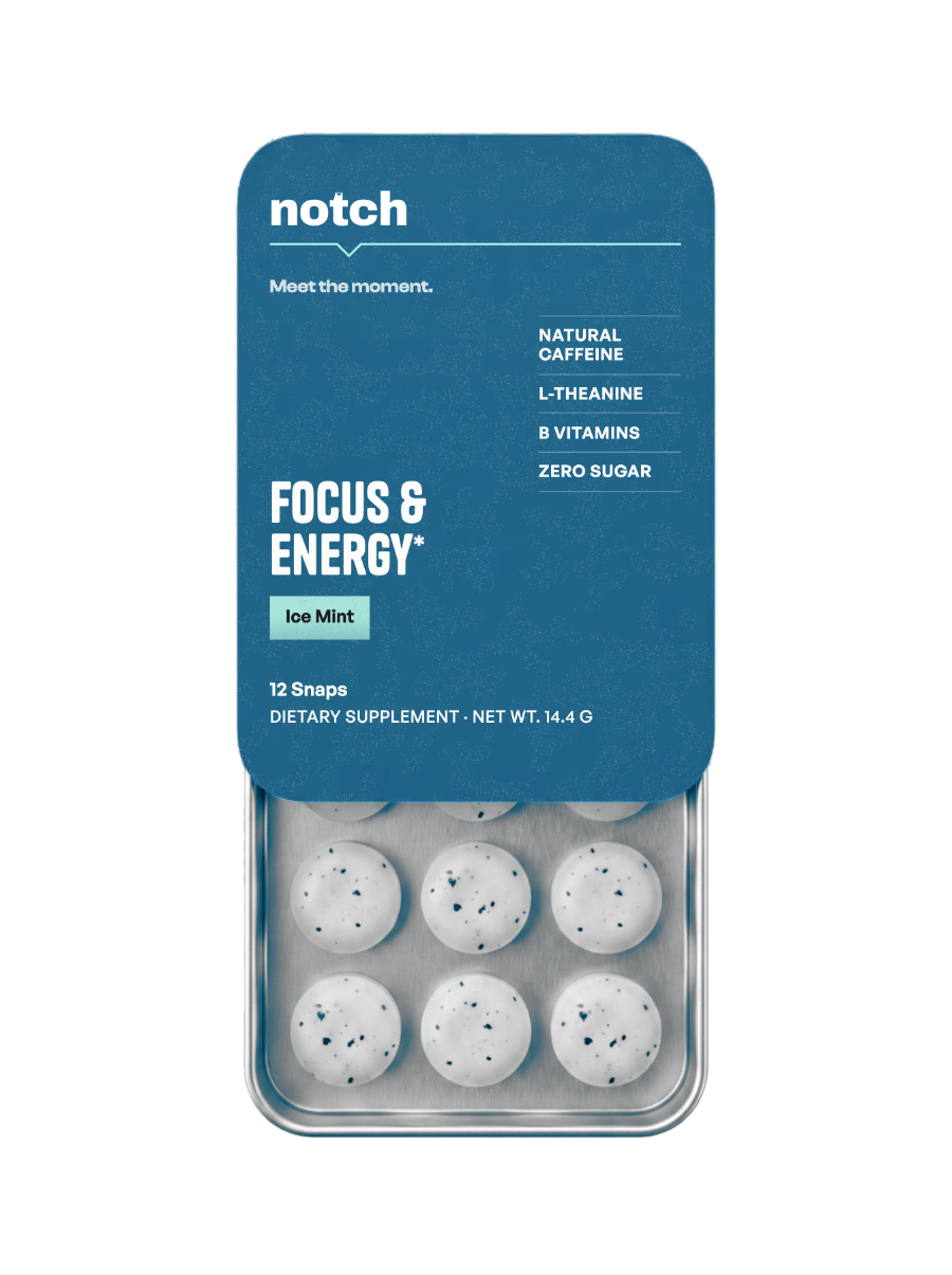Notch Ice Mint — tin open, Snaps visible
